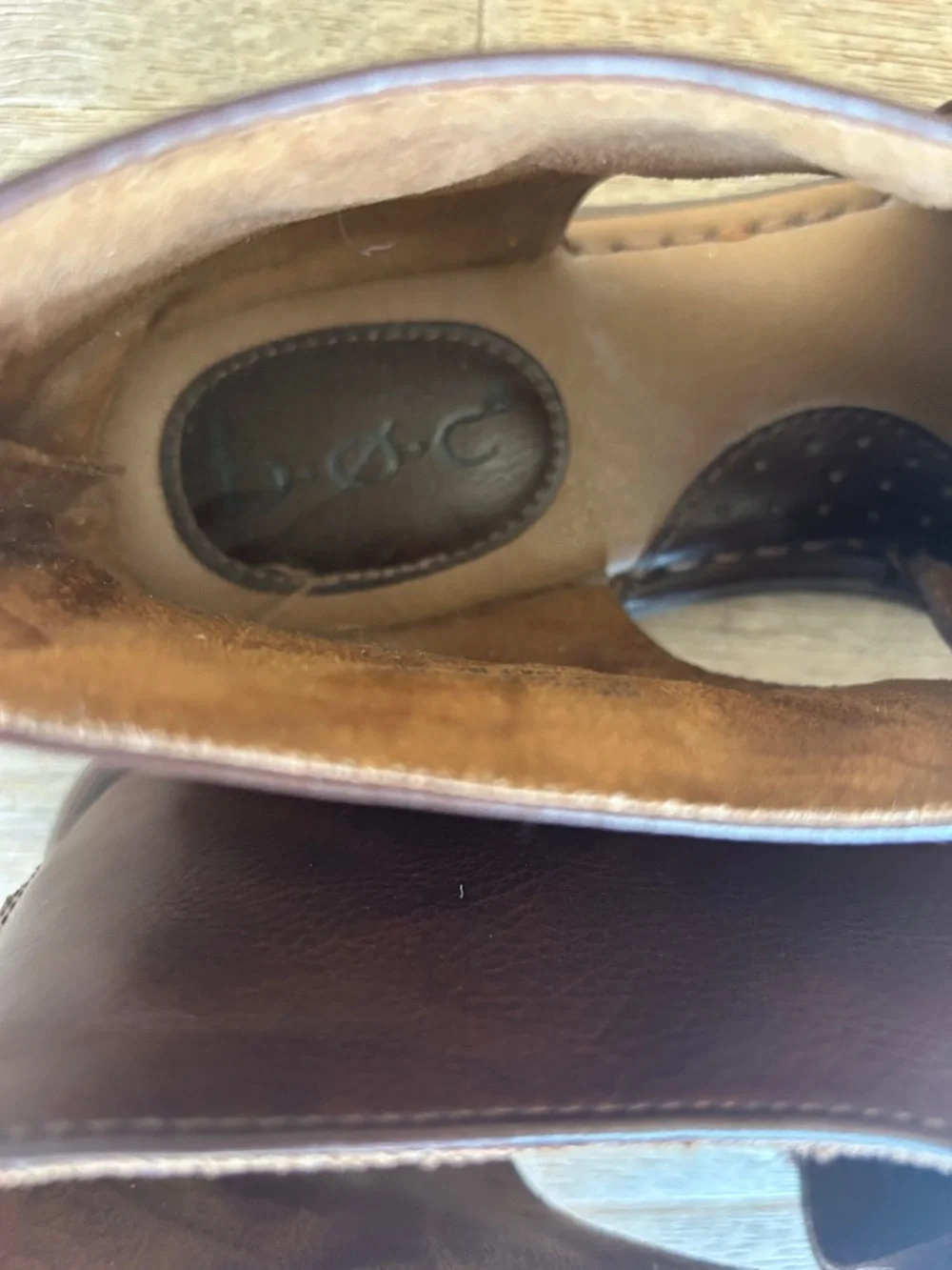 b.o.c. Brown Leather Crisscross Peep-Toe Sandals - Picture 3 of 8